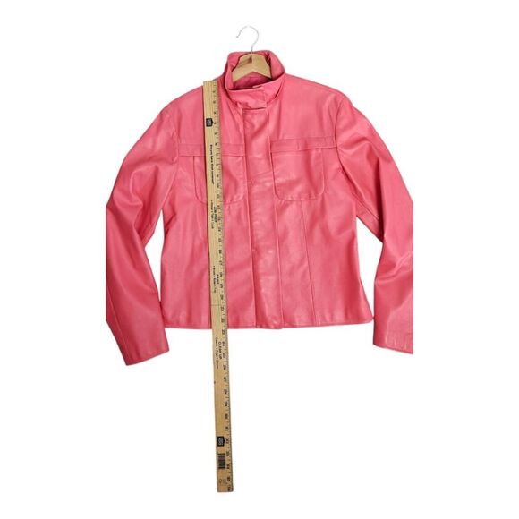 Elegant Pink Leather Biker Jacket for Women Size S - Picture 7 of 9